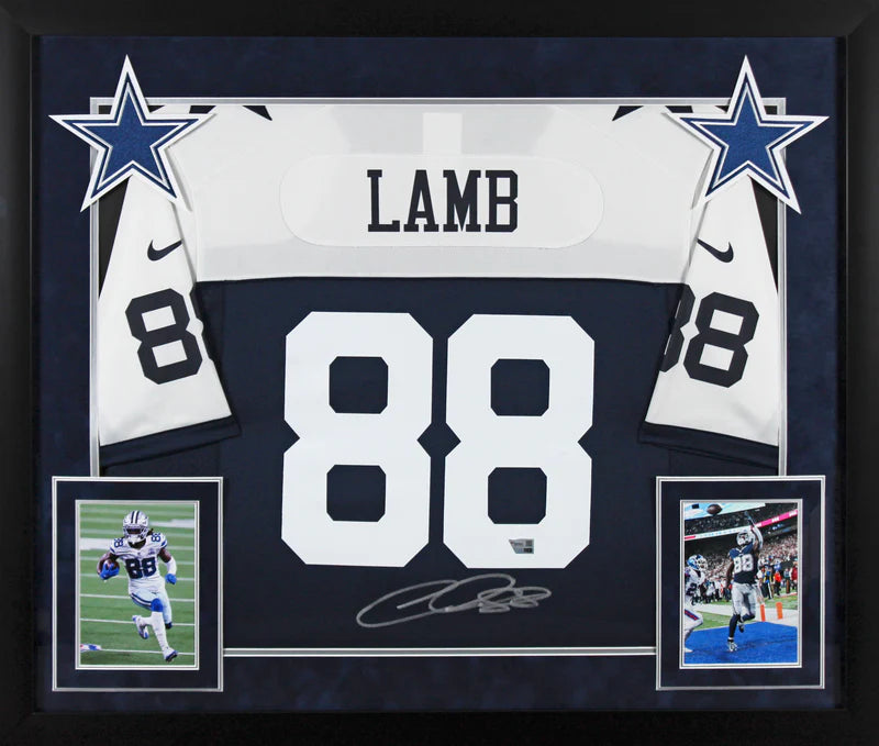 CeeDee Lamb Signed Dallas Cowboys Thanksgiving Framed Football Jersey with Fanatics COA